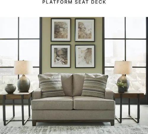 Vista 8 de Signature Design by Ashley Kaywood - Sofá biplaza moderno con almohadas decorativas, color gris