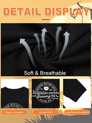 Vista 6 de MAXIMGR Sudadera de Halloween para mujer, sudaderas de las hermanas Sanderson, sudadera de otoño Hocus Pocus, sudadera divertida con gráficos