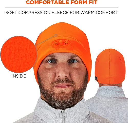 Vista 4 de Ergodyne Sombrero de invierno para hombre con herramientas de luces LED, fábrica, talla única de EE. UU