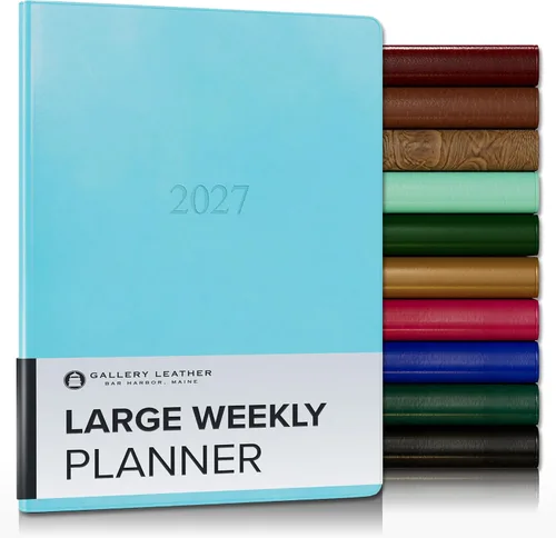 Vista 196 de Gallery Leather Planificador Semanal y Mensual Grande 2025-2026, Calendario Planificador y Cuaderno Elegantemente Encuadernado con Elegantes Bordes