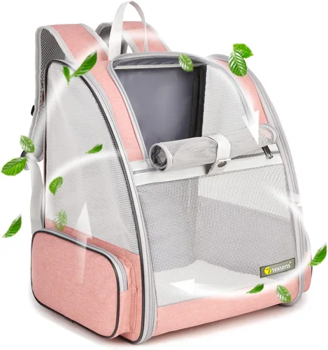 Vista 16 de Texsens - Mochila para transporte de mascotas, con un innovador sistema de burbuja, ideal como transportín para gatos y perros (negro)