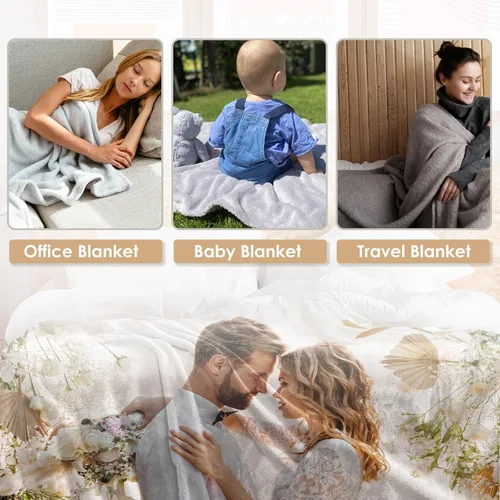 Vista 6 de Manta personalizada con imagen, regalos para novio, novia, manta de fotos personalizada para cumpleaños, aniversario, boda, Navidad