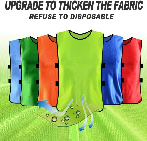Vista 6 de Paquete de 12 Pinnies para entrenamiento de fútbol para adultos y jóvenes Pennies for Sports Youth con correas elásticas para practicar actividad
