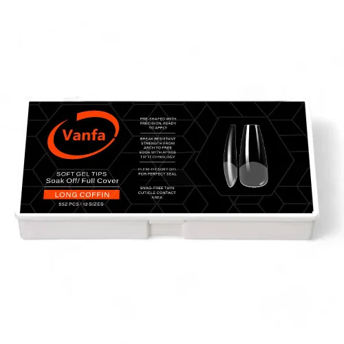 Vista 20 de Vanfa Punta de gel suave para extensiones de uñas, puntas de uñas a presión, puntas de cobertura completa (transparente - almendra mediana)