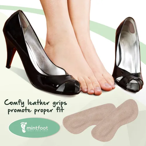 Vista 3 de Mintfoot - Agarraderas de cuero para el talón – 10 piezas – Forros para zapatos para mujeres y hombres – Tacones para detener ampollas y cortes