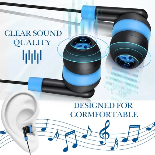 Vista 7 de Kanayu Paquete de 50 auriculares con cable a granel para aula, auriculares básicos con cable para estudiantes, sin micrófono, con conector de 0.138