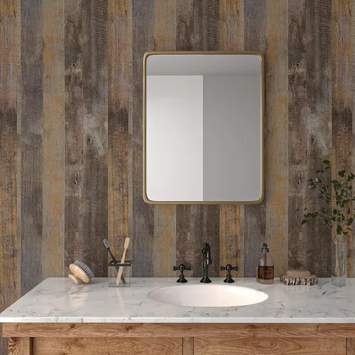 Vista 4 de VaryPaper Papel tapiz de madera rústica despegable y adhesivo de 15.7''x78.7'', papel de contacto de madera marrón para encimeras, impermeable