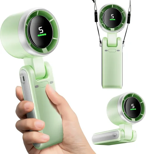 Vista 9 de Mini ventilador portátil de mano, potente ventilador turbo plegable de viento, batería de 10000 mAh y velocidad de 50000 RPM, ventilador personal