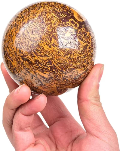 Vista 9 de JIC Gem Piedra Natural de Jaspe Africano Cristal de Curación Esfera Adivinación Bola de Piedra Preciosa, Feng Shui Reiki Aura Decoración