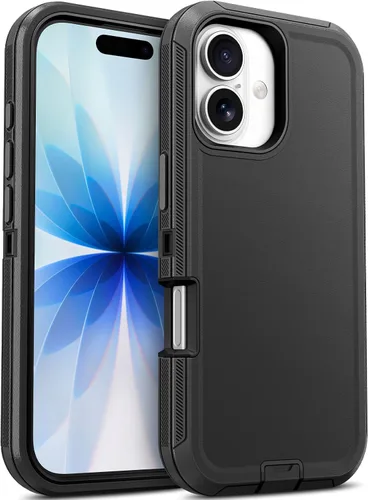 Vista 84 de Jelanry - Funda para iPhone 15 5G, protección resistente, resistente, color negro Dropproof & Dual-Layer Protective Back Cover with Port Anti