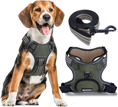Vista 10 de Arnés sin tirones para perros pequeños, ajustable sin estrangulamiento, chaleco para mascotas con correa para perro, arnés reflectante inteligente