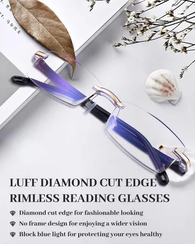 Vista 2 de LUFF Premium Computer Reading Glasses Blue Light Blocking Diamond Cut Edge Design Spectacle Readers for Men