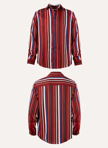 Vista 4 de SPIEZ Men's Striped Shirts Casual Long Sleeve Button Down Vintage Vacation Dress Shirt Regular Fit