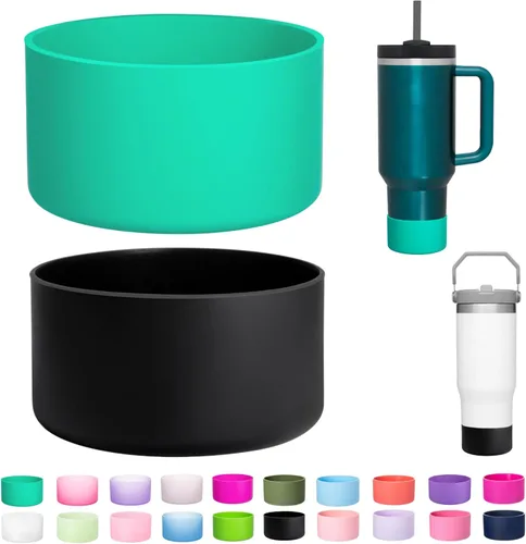 Vista 33 de Paquete de 2 botas de silicona para Stanley Cup de 30 oz y 40 onzas, protector inferior antideslizante y reductor de ruido, cubierta base de vaso