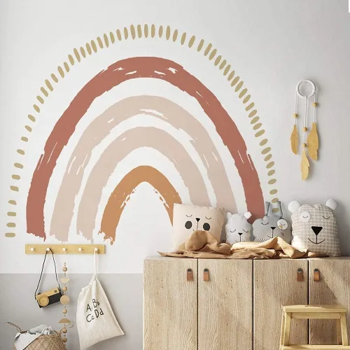 Vista 7 de funlife Calcomanías de pared grandes de arco iris boho para despegar y pegar, autoadhesivas, calcomanías de pared de corazones para decoración