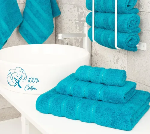 Vista 2 de American Soft Linen - Juego de toallas de 3 piezas, 1 toalla de baño, 1 toalla de mano y 1 toalla pequeña, 100% algodón turco para baño, juego