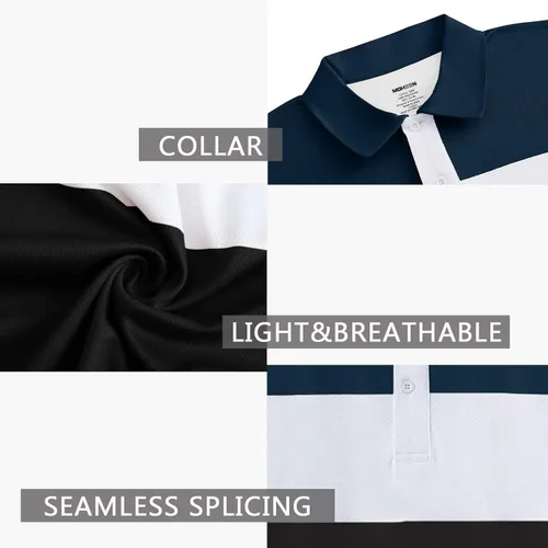 Vista 4 de Polo de golf para hombre, manga corta, secado rápido, absorbe la humedad, camisas polo deportivas casuales para hombres