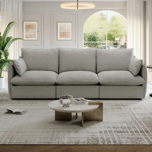 Vista 40 de Sofás modulares de 69.2 pulgadas para sala de estar, respaldo alto impermeable, sofá modular con relleno de plumón, sofá biplaza convertible