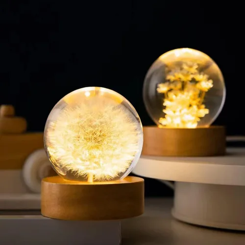 Vista 5 de DESHINTKE Pisapapeles de flor eterna de diente de león real con base luminosa