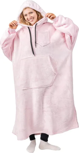 Vista 20 de PAVILIA Manta con Capucha para Mujeres, Manta Sherpa Usable para Hombres, Sudadera Cálida de Gran Tamaño, Manta con Capucha y Suéter, Negro