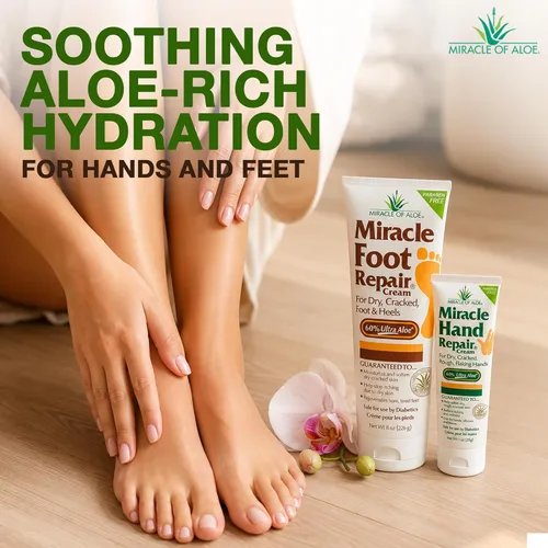 Vista 9 de Miracle - Crema reparadora de pies, 8 onzas + 1 onza Miracle Hand Repair, lociones curativas de aloe vera para manos y pies secos y agrietados