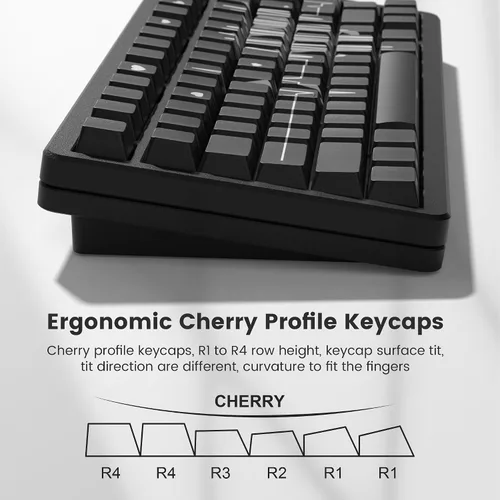 Vista 5 de Cherry Profile Custom Keycaps, juego de PBT con diseño de corazón, 130 piezas, color negro PBT Keycap Set with Dye Sublimation, Side Printed Key