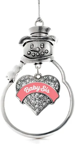 Vista 116 de Inspired Silver - Big Sis - Adorno de Navidad plateado - Adorno de árbol de Navidad con dije de corazón con circonita cúbica - Decoración colgante