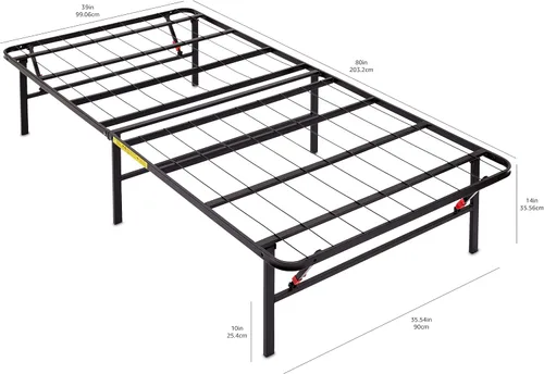 Vista 8 de Amazon Basics Armazón de cama plegable de plataforma de metal con instalación sin herramientas, 14 pulgadas de alto, armazón de acero resistente,