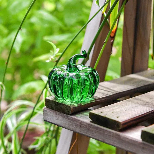 Vista 7 de Calabaza de cristal coleccionable – Decoraciones de otoño para el hogar, adorno de fruta de cristal, pisapapapeles, calabaza de cristal, decoración