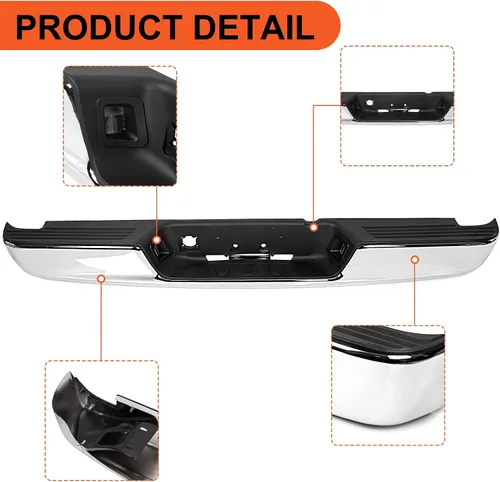 Vista 5 de ECOTRIC Conjunto de parachoques trasero compatible con Dodge Ram 1500 2500 3500 W/License 2002-2009, luz de placa de repuesto para CH1103111