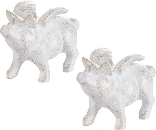Vista 9 de Sungmor Juego de 2 figuras de hierro fundido de elefante y unicornio - Esculturas rústicas en negro para estante, escritorio o entrada - Estatuas