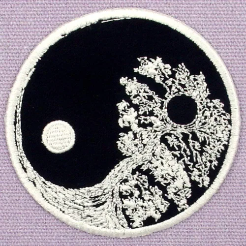 Vista 4 de ZEGINs Parche de árbol budista Zen Yin Yang bordado apliques para coser en emblema