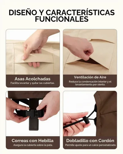 Vista 6 de Loriano Juego de fundas para muebles de patio, 3 piezas, impermeables, 600D resistentes al agua, juego de fundas para muebles de césped