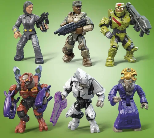 Vista 4 de MEGA Halo - Juego de juguetes de construcción de figuras de acción, paquete de coleccionista de personajes del 20 aniversario con 352 piezas, 20