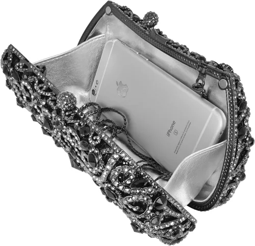 Vista 3 de MOSSMON Bolso formal de la boda de la noche del embrague del cristal del Rhinestone para Negro