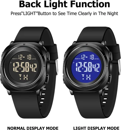 Vista 3 de Mens Gold Digital Waterproof Running Wrist Watch for Men Military Sports Tactical Dive Cheap Men's Wrist Watches Digital Black and Silver