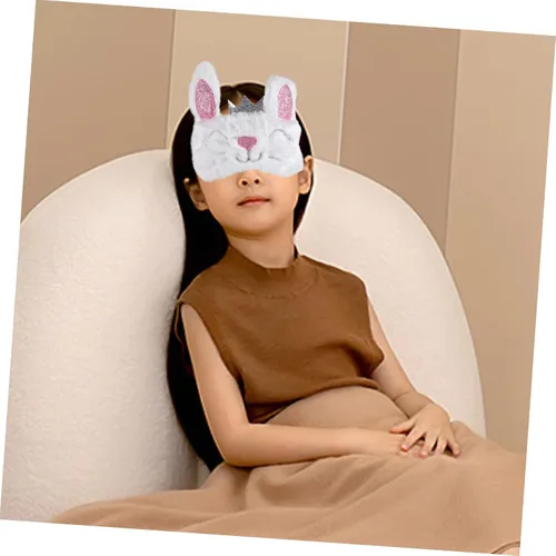 Vista 7 de SHERCHPRY 1 máscara de animales para parche para dormir mujeres niñas sombra sombra sombra máscara de sueño conejo de felpa con los ojos vendados