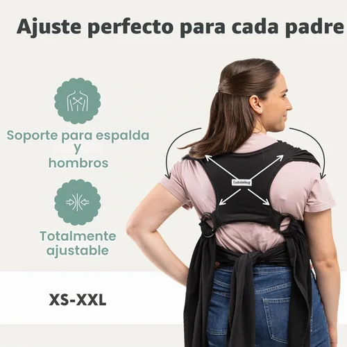 Vista 4 de CuddleCarry - Anillo para bebé preenvuelto, recién nacido a niño de 8 a 35 libras, color negro