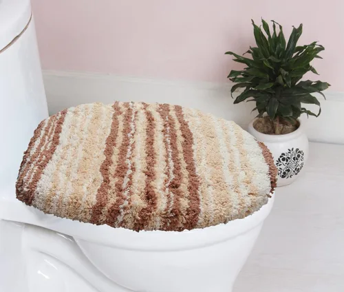 Vista 18 de Home Weavers Gradation Collection - Alfombra de baño 100% algodón, suave y absorbente, antideslizante, lavable a máquina, rectangular, 17 x 24 Beige
