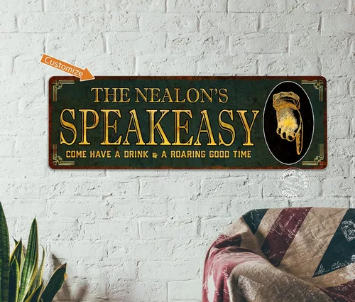 Vista 3 de Letrero de bar personalizado Speakeasy Home 106182002006 para decoración de pared con nombre
