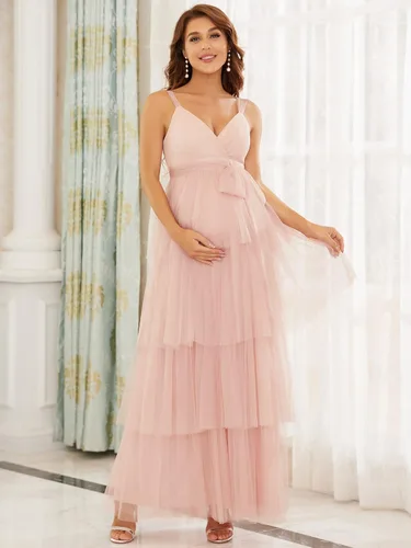 Vista 4 de Ever-Pretty Vestido de fiesta de noche de maternidad con cuello en V y borla para mujer 20794-EY