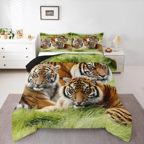 Vista 22 de Juego de ropa de cama rústica de granja color verde azulado con puerta de granero de madera, edredón de plumas tamaño Queen, decoración occidental