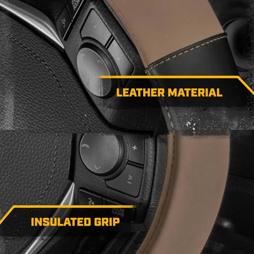 Vista 5 de Caterpillar Funda para volante ergonómica de dos tonos, agarre de piel suave.