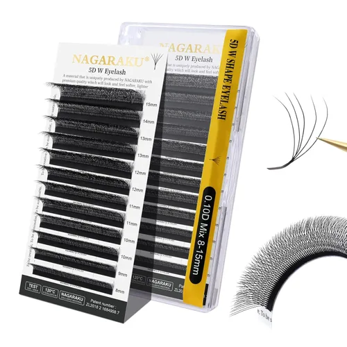 Vista 117 de NAGARAKU Extensiones de pestañas prefabricadas en abanico 3D W 0.05 C 0.315 0.05-C 3D W