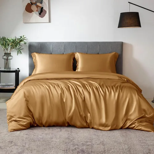 Vista 11 de THXSILK Juego de funda de edredón de seda de 4 piezas, sábanas de seda, juegos de cama de lujo, ultra suave, lavable a máquina, duradera, 100% seda