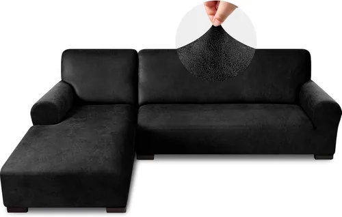 Vista 16 de Fundas para sofá modular, funda para sofá con aspecto de cuero, forma de L, 2 piezas, funda elástica suave para sofá seccional, protector de muebles