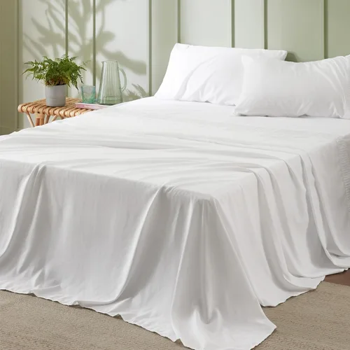 Vista 5 de Bedsure Juego de sábanas refrescantes de tamaño King de tamaño California King, color blanco