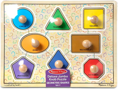 Vista 6 de Rompecabezas de formas grandes con asas grandes, de madera, Melissa & Doug (8 piezas)