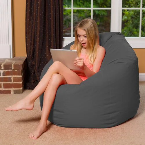 Vista 4 de Posh Beanbags - Sillón puff XL, 48 pulgadas, color gris jaspeado Gris brezo