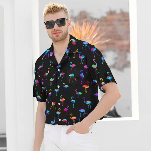 Vista 4 de MEIMLY Camisas de animales para hombre, camisa hawaiana con botones, camisa de playa con botones, camisa de manga corta para verano